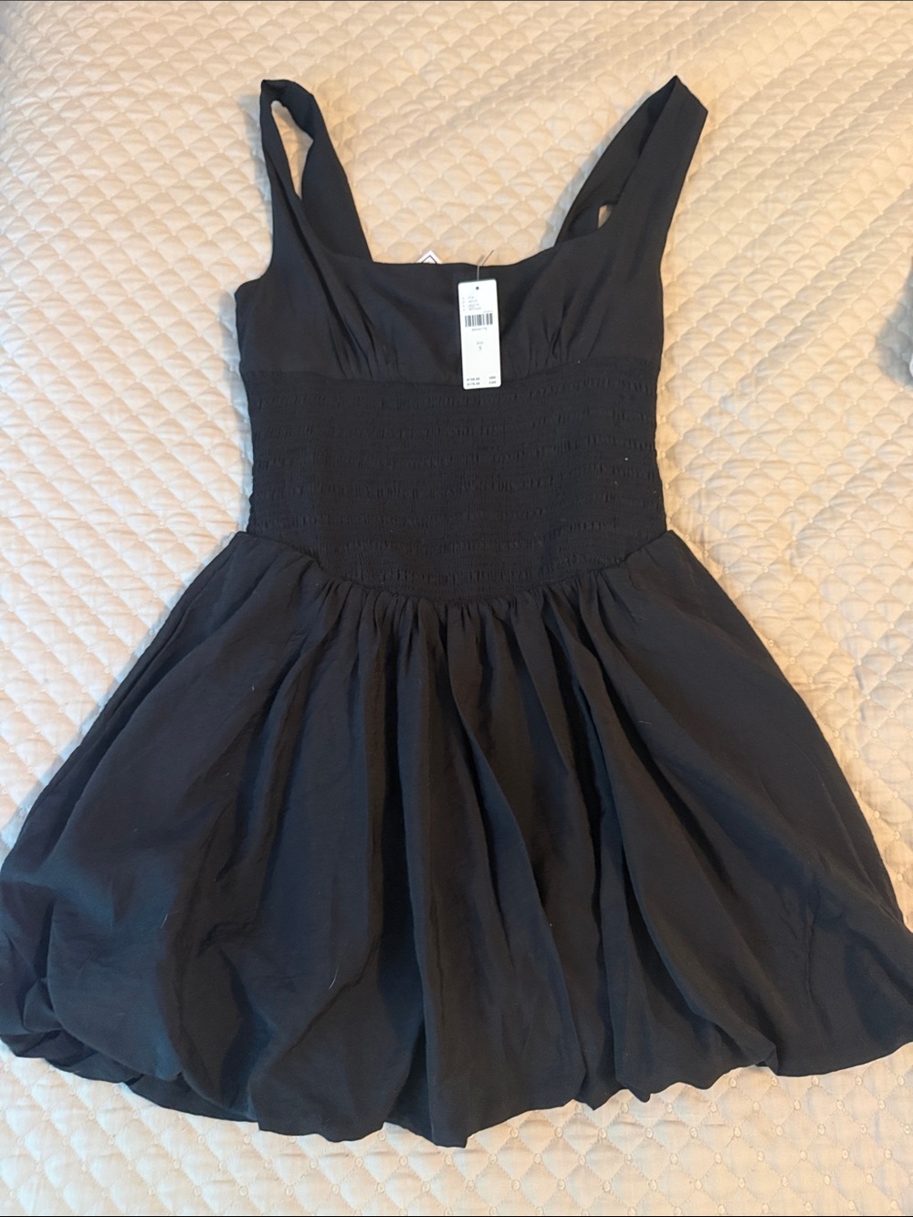 Anthropologie Black Sleeveless Smocked Mini Dress